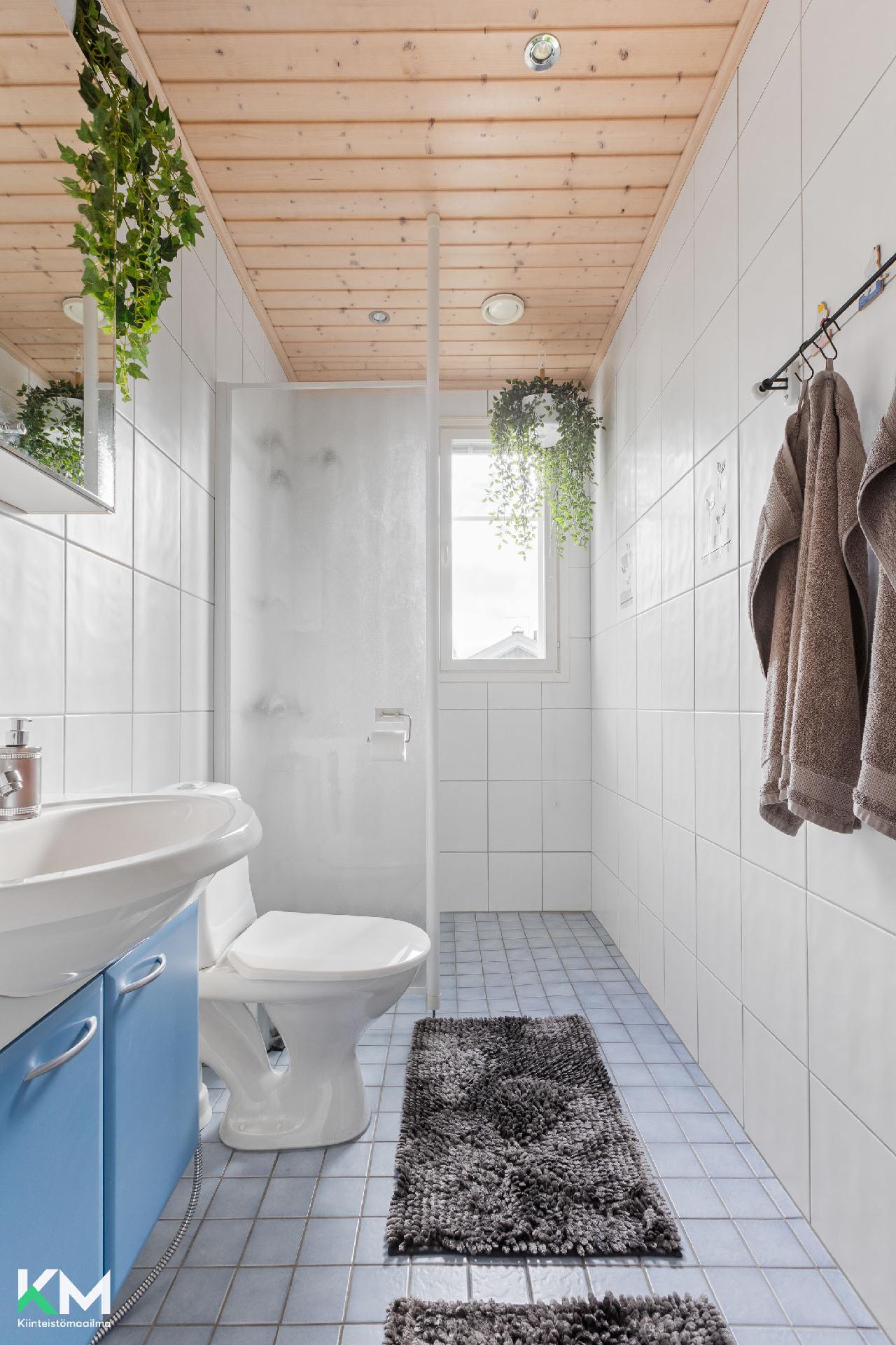 Yläkerran kylpyhuone/wc.