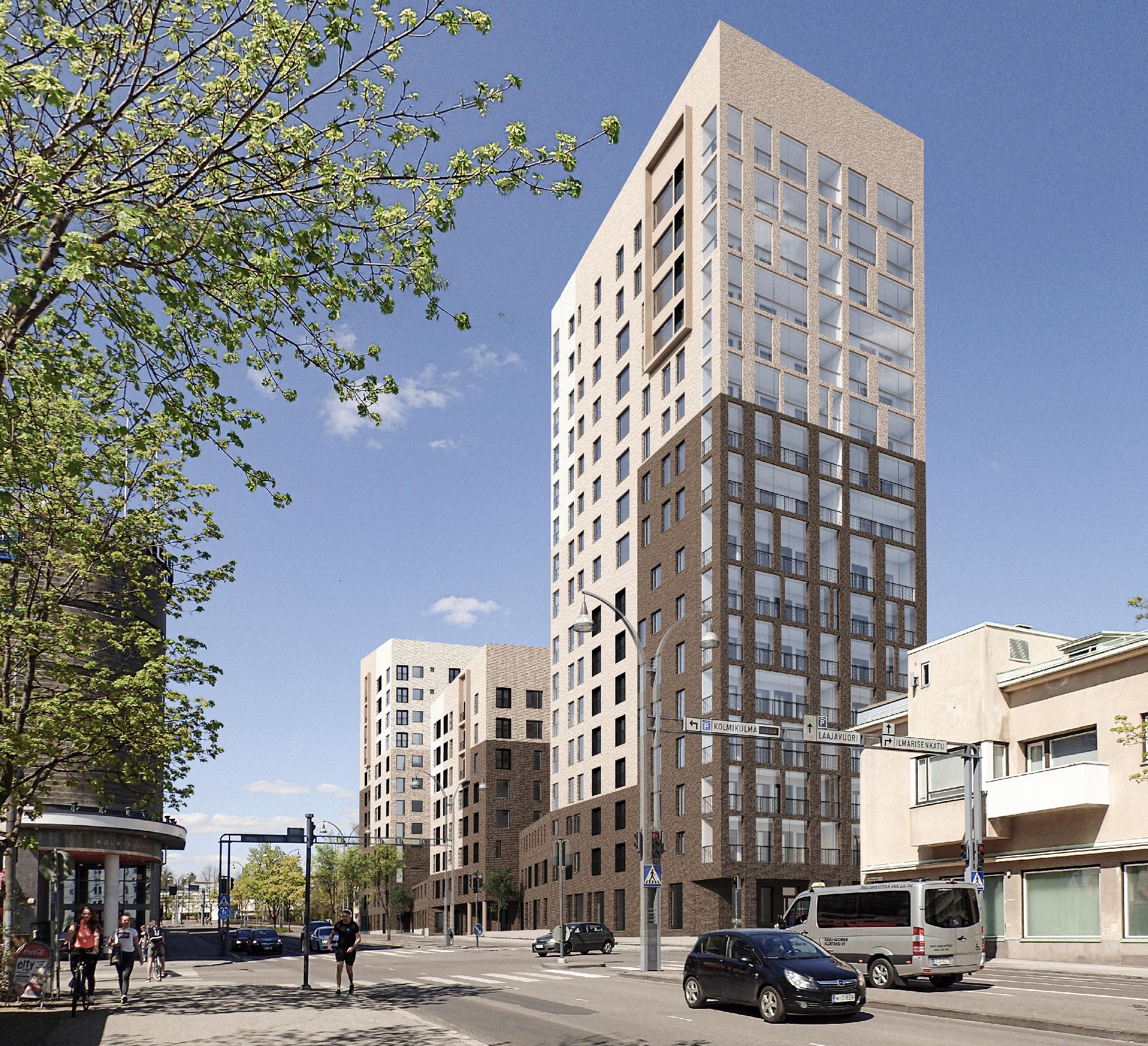 Havainnekuva koko korttelin laidalta