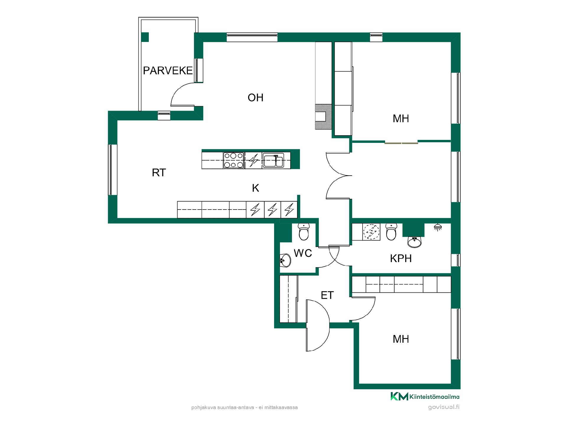 Esimerkki makuuhuoneen väliovet