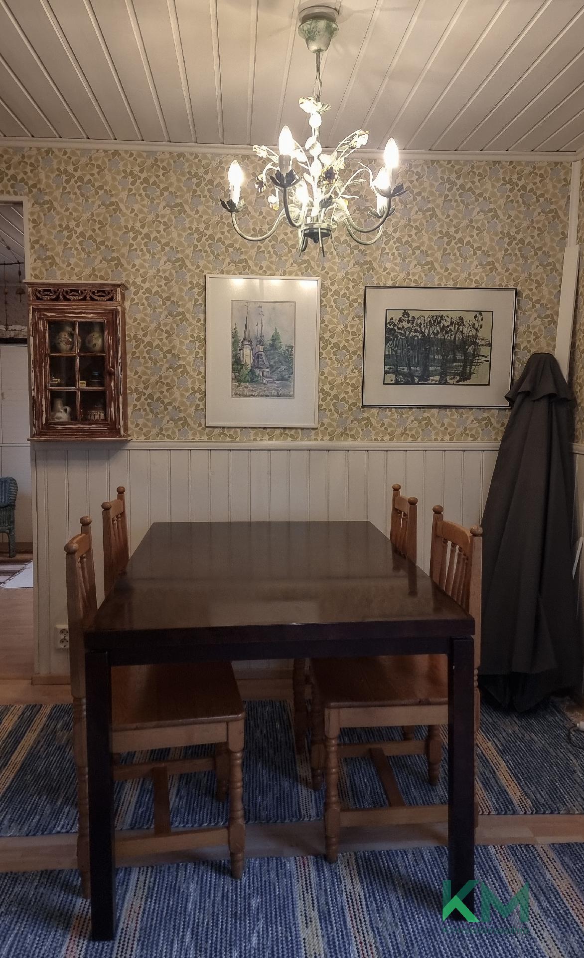 "Mummonmökin" keittiöön mahtuu hyvin 4 hengen pöytä.