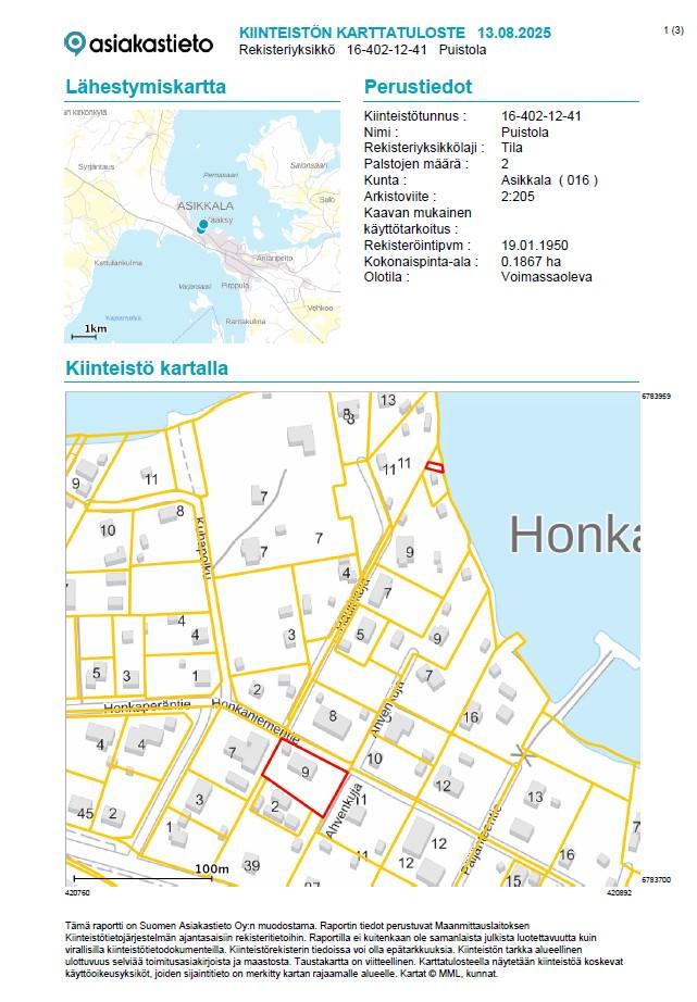 Honkaniementie 9, Vääksy, Asikkala