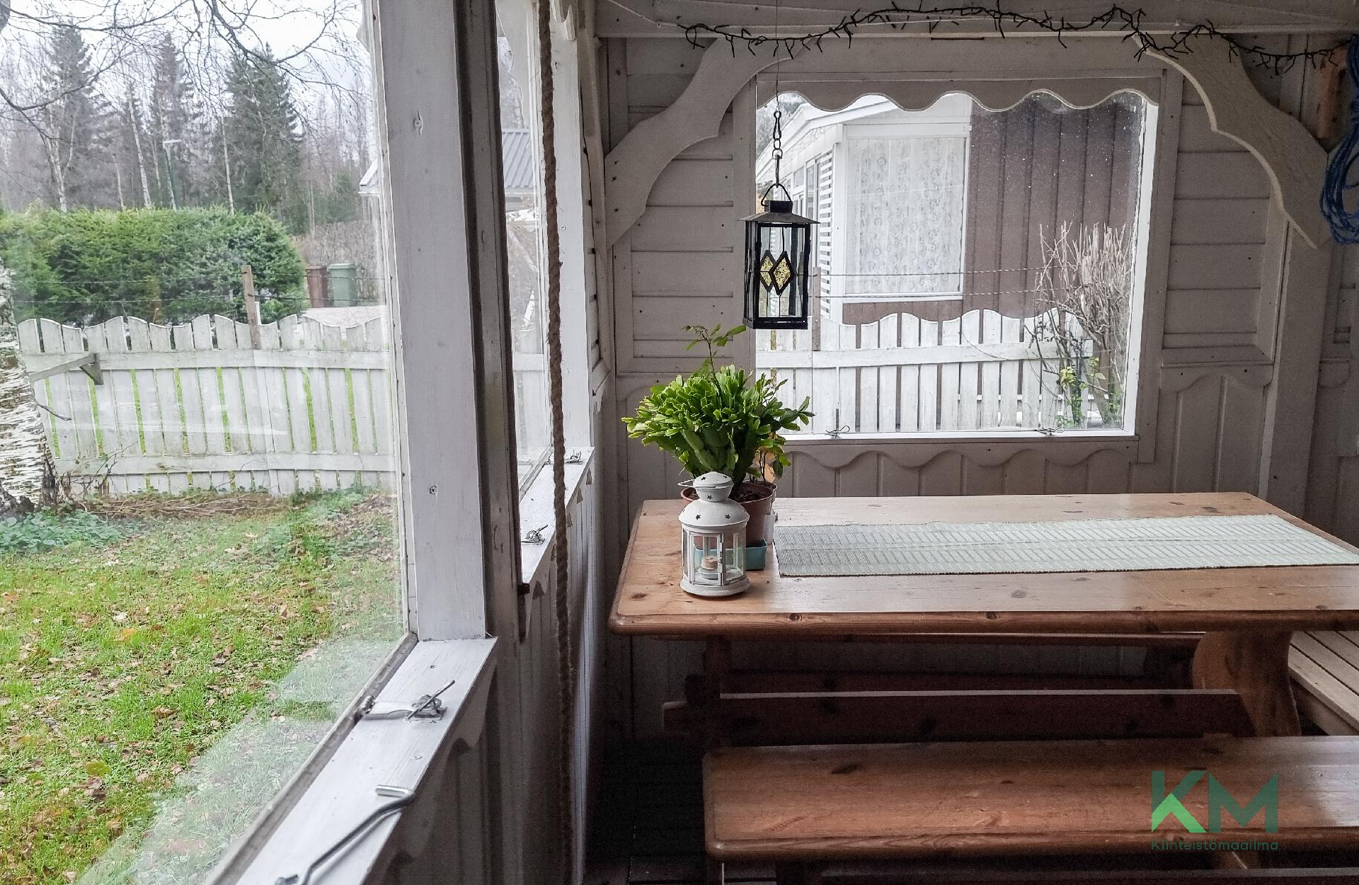 Katetulla terassilla on ikkunat, jotka voi avata.