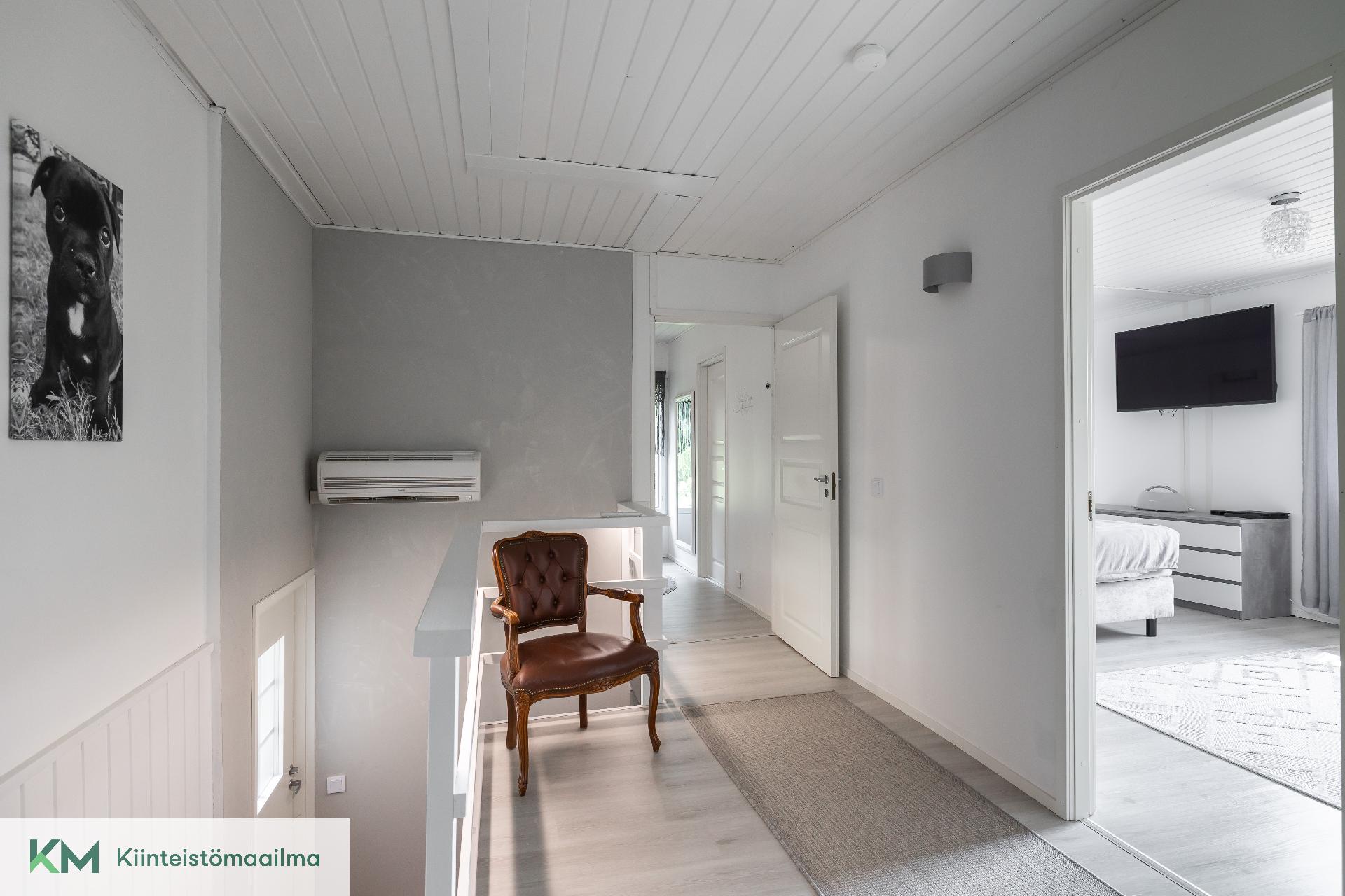 Myös eteisestä on kulku vaatehuoneeseen.