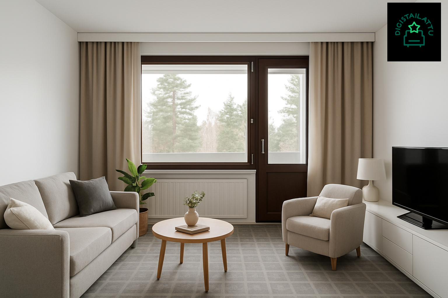 Digistailattu olohuone