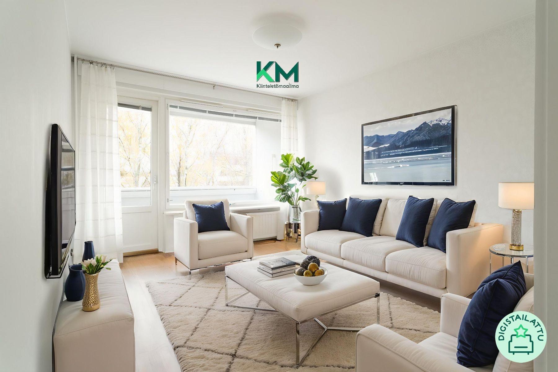 Valoisa olohuone -  Digi-Stailattu