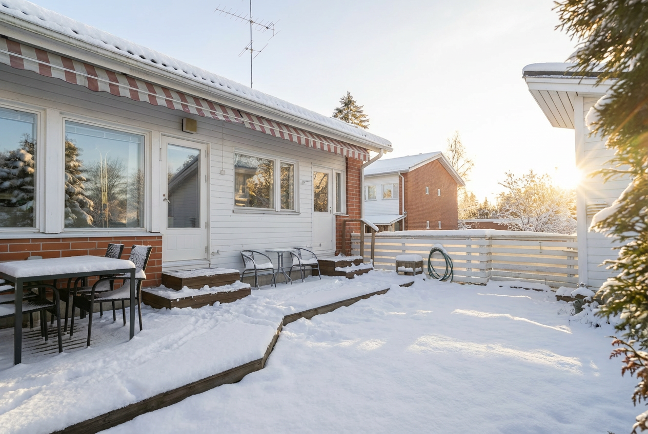 Suojaisa aidattu piha