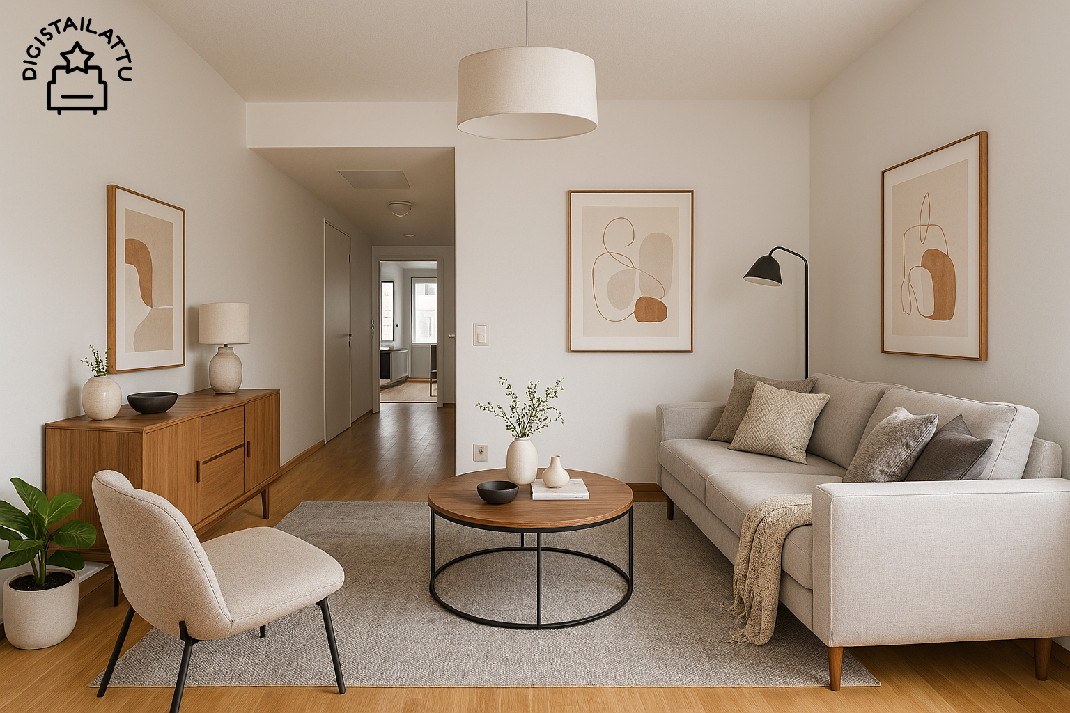 Digistailattu olohuone