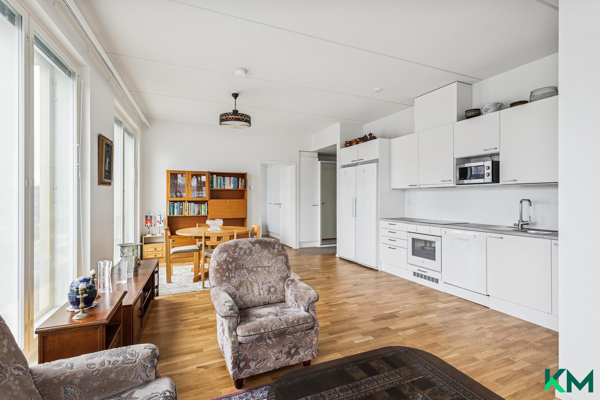 Olohuonetta parvekkeen suunnalta