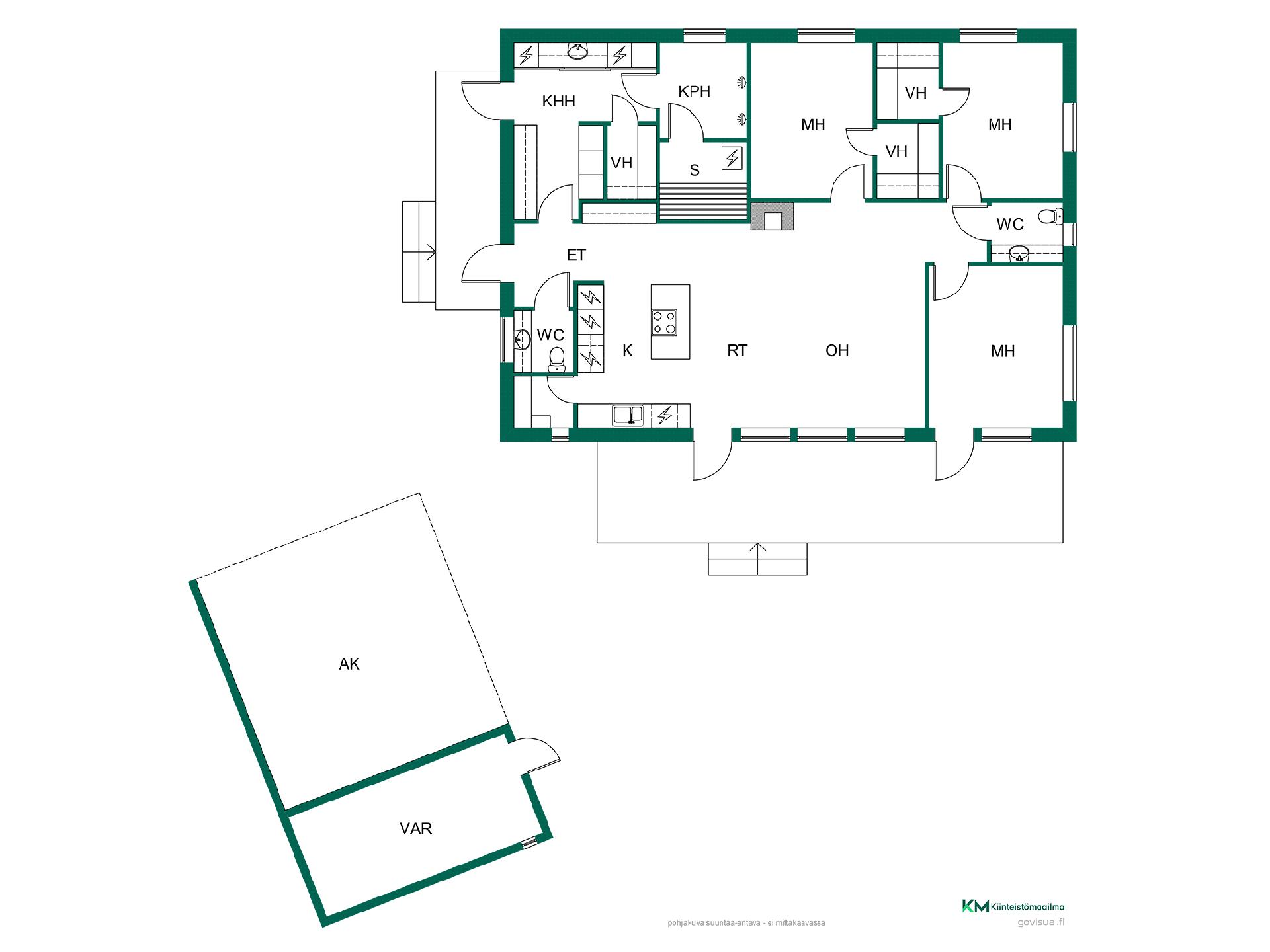 Jollet tarvitse näin montaa makuuhuonetta, voidaan tämä koti helposti muuttaa 4h+k ratkaisuksi!