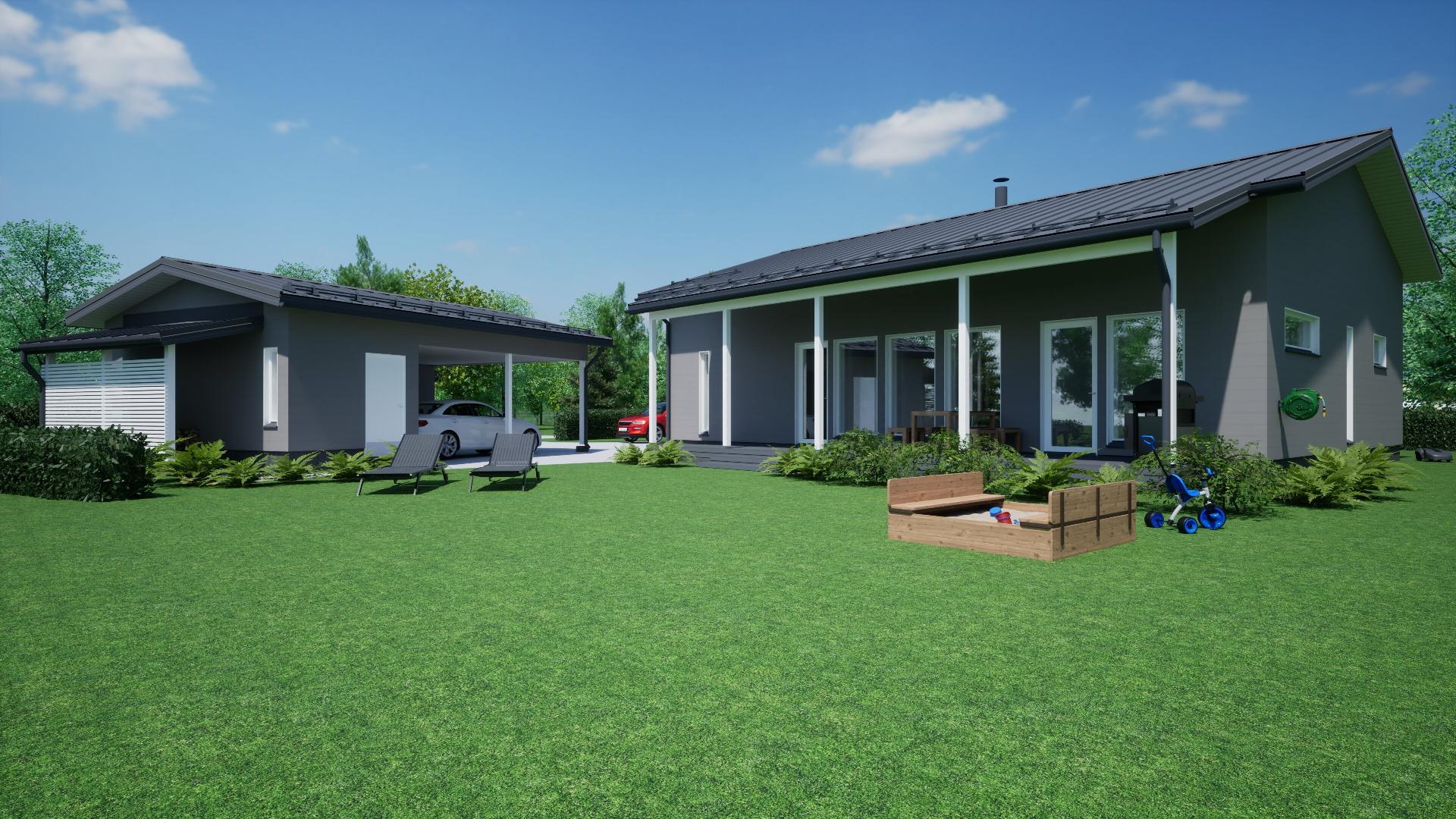 3D havainnekuva sisäpihalta