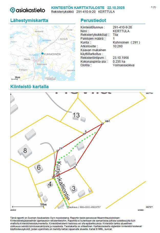 Kurjenkalliontie 5, Keskusta, Kuhmoinen