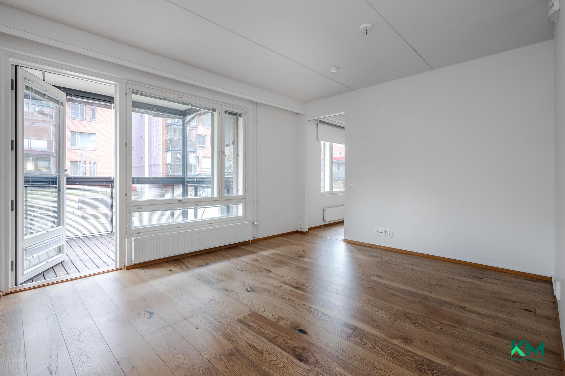 Olohuone ja tilava parveke