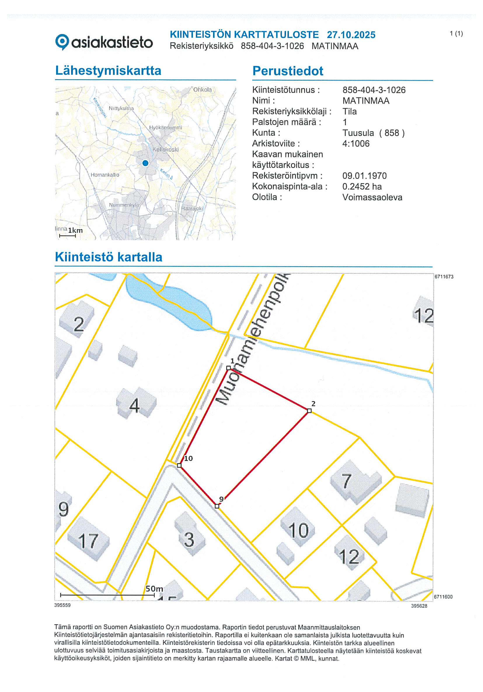 Päivämiehenkuja 6, Kellokoski, Tuusula