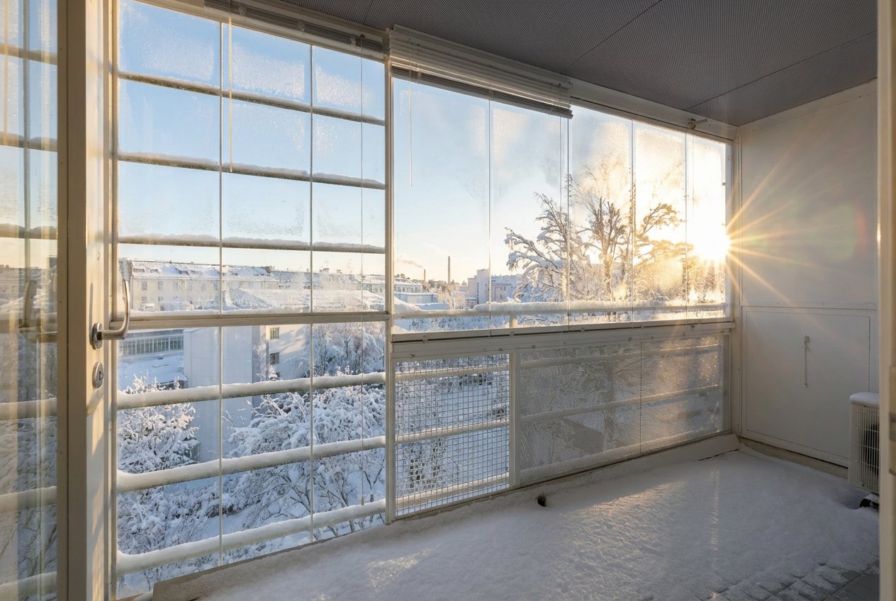 Lasitettua alakerran parveketta