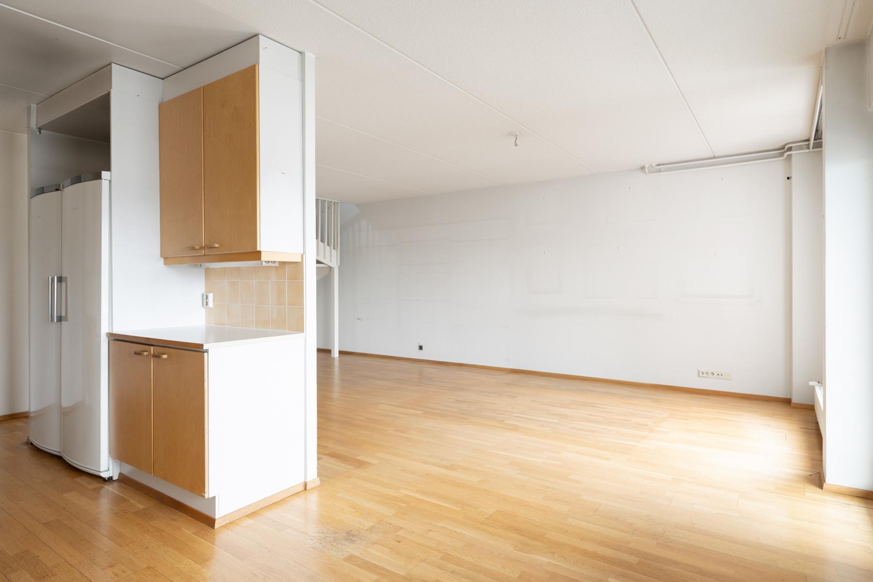 Keittiötä ja olohuonetta