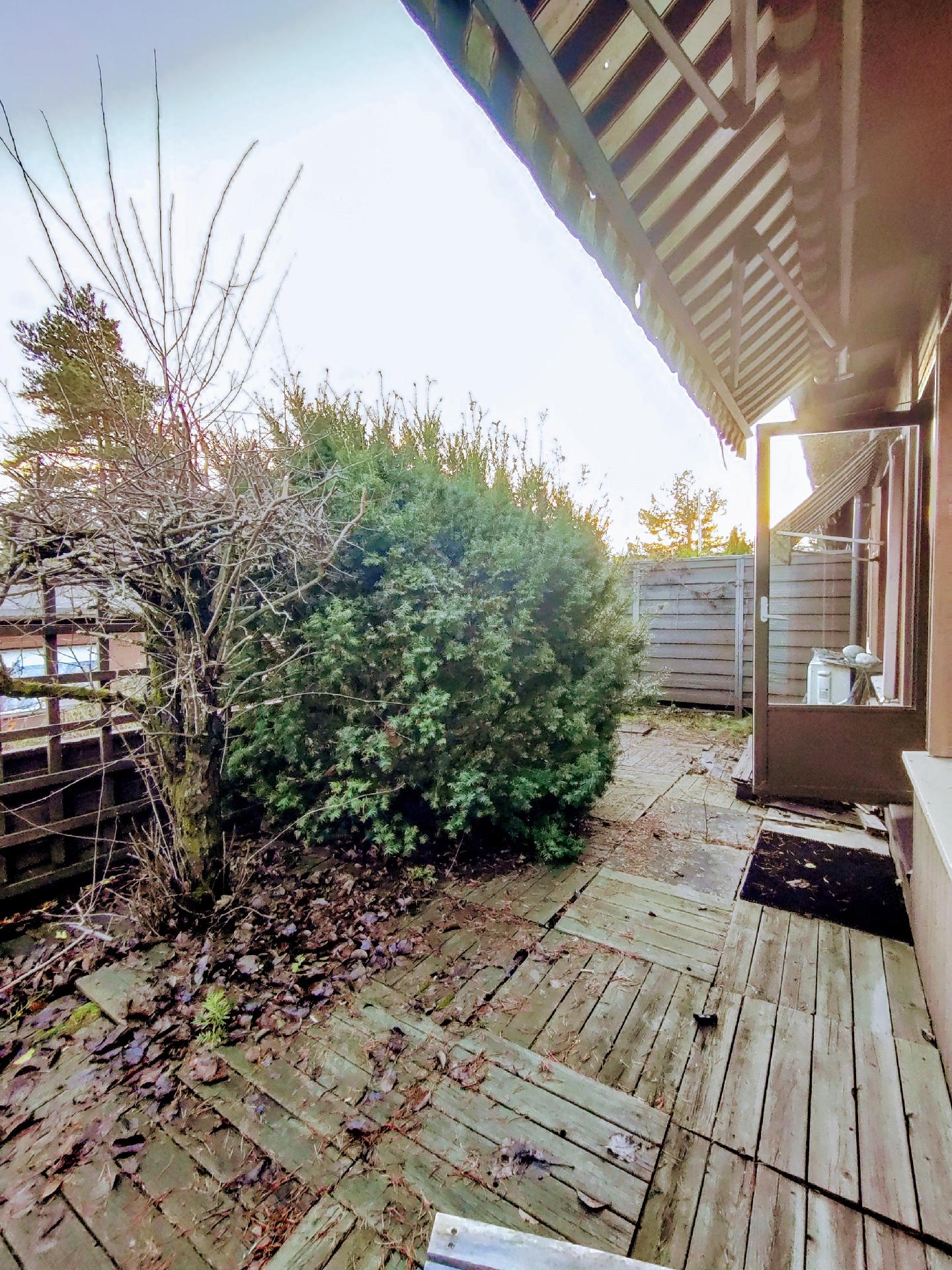 Olohuoneesta on käynti suojatulle pihalle.