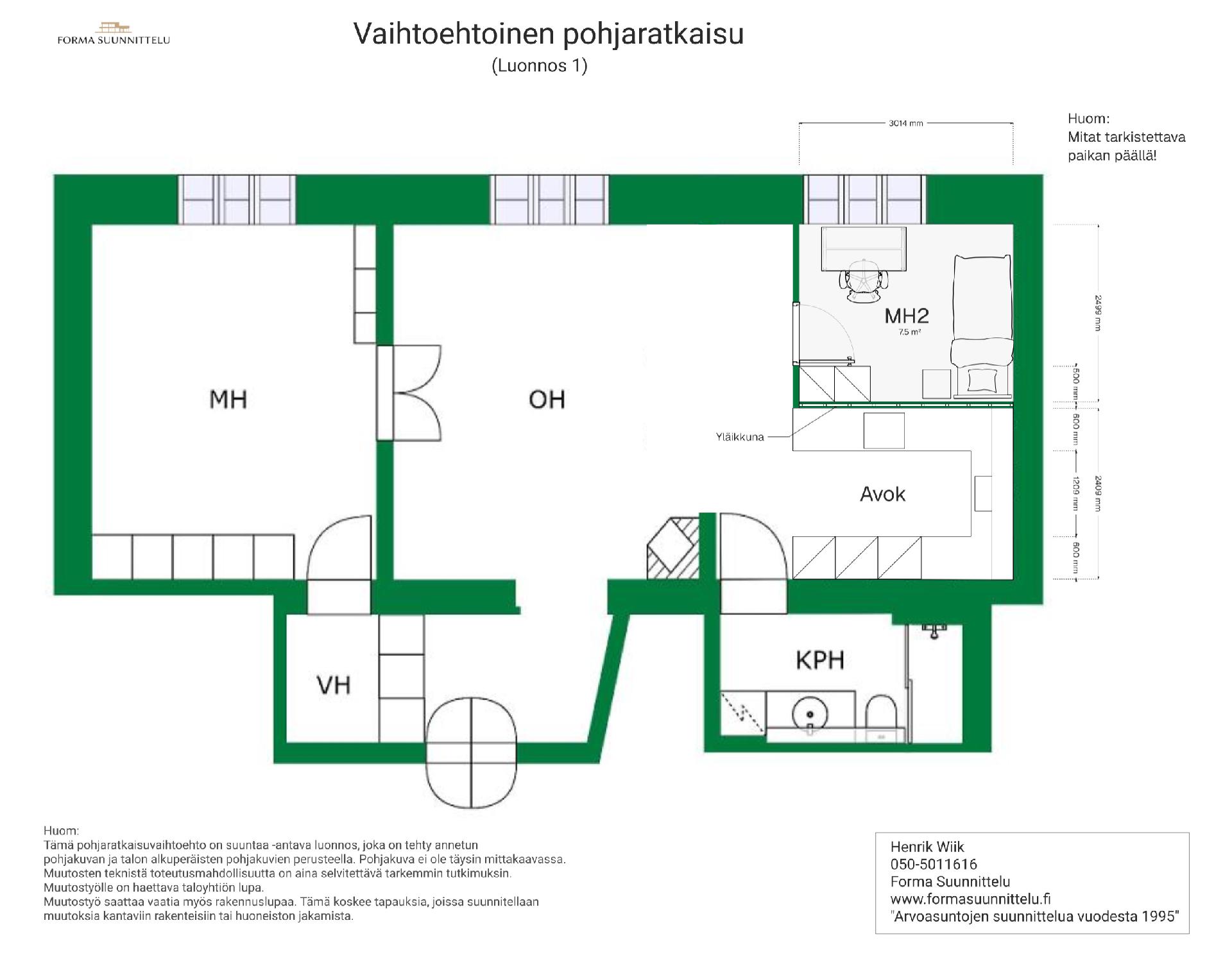 Suunniteltu vaihtoehtoinen pohjaratkaisu