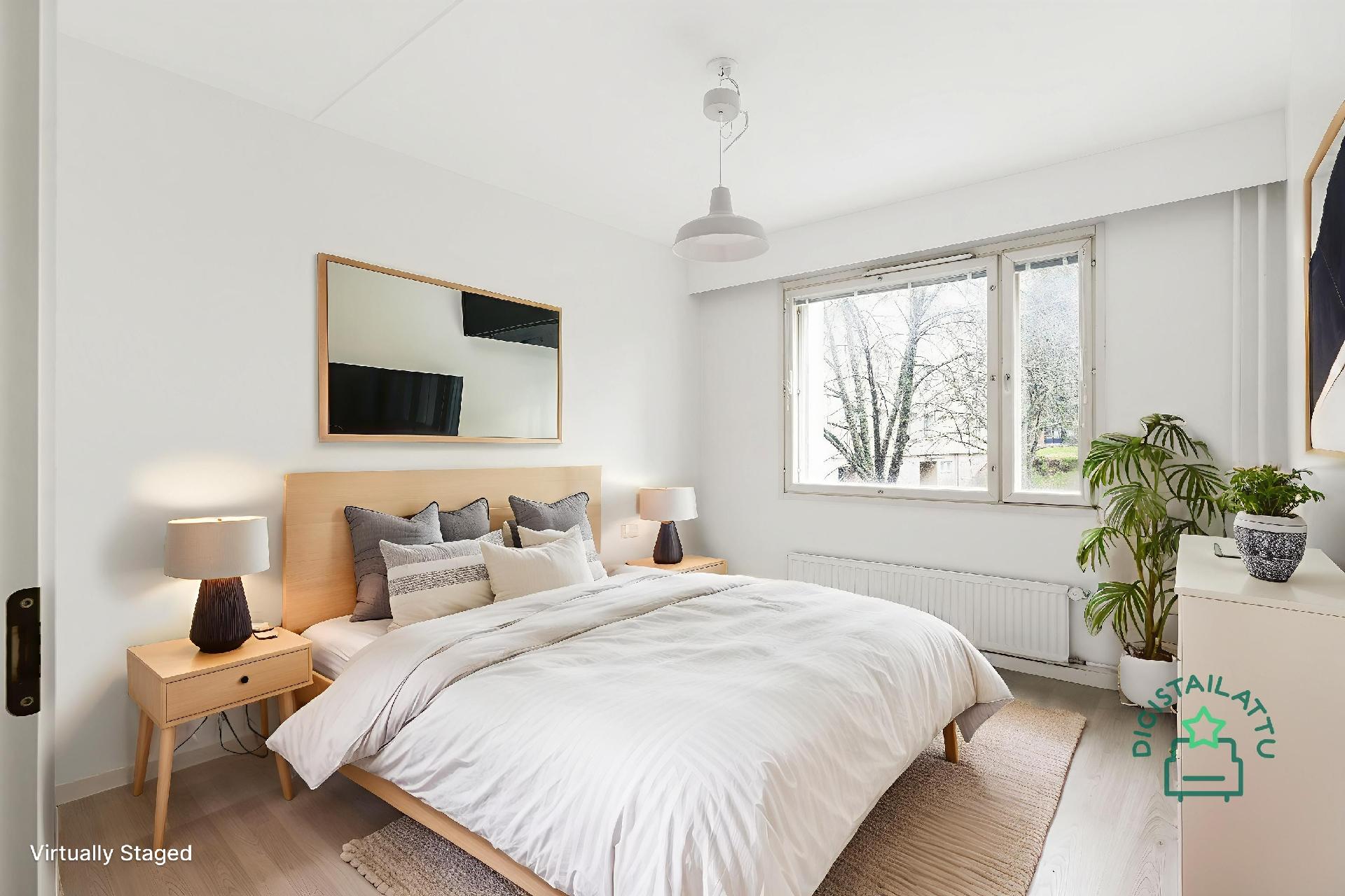 Digistailattu kuva makuuhuoneesta.