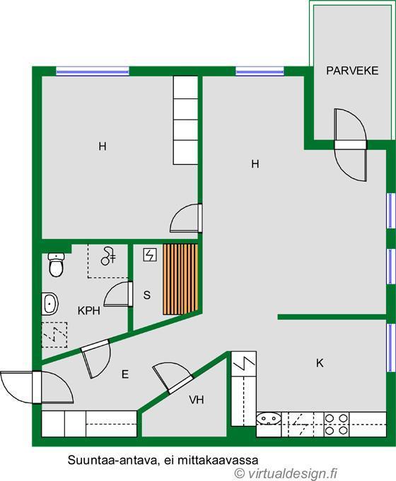 Pohjakuva ennen keittiöremonttia.