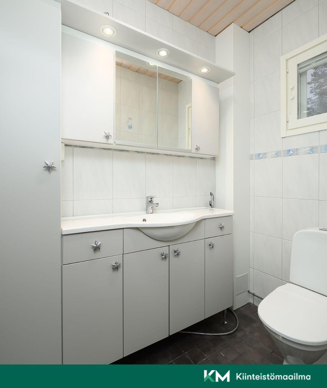 Erillinen wc, jossa hyvin kaappitilaa