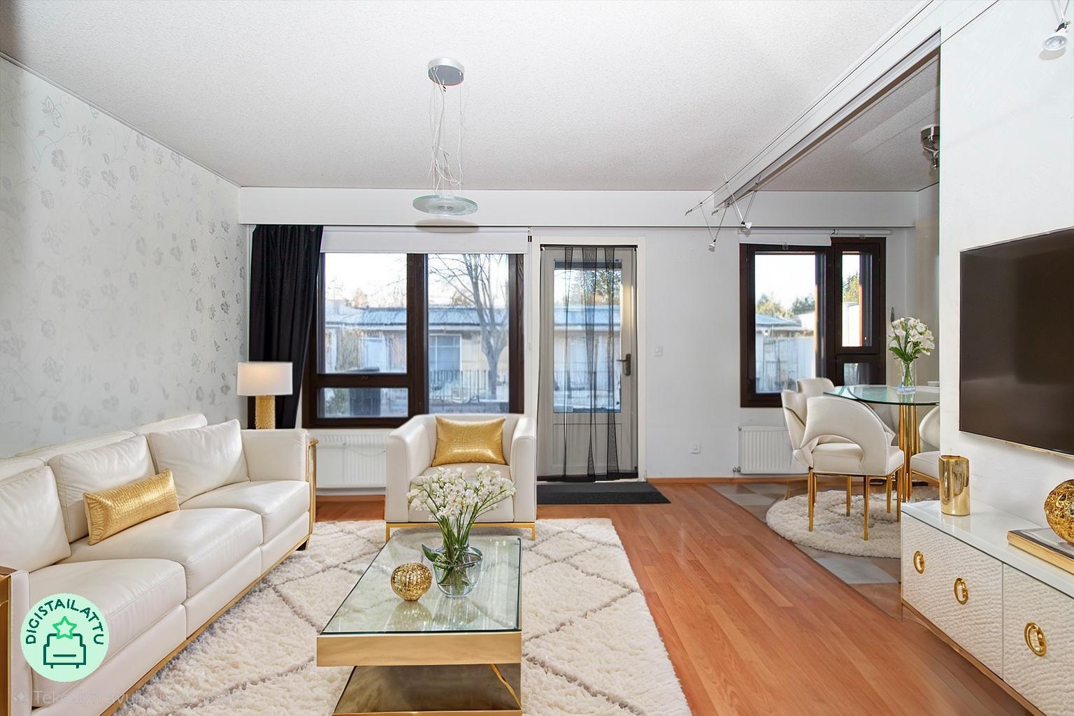 Digistailattu kuva olohuoneesta.