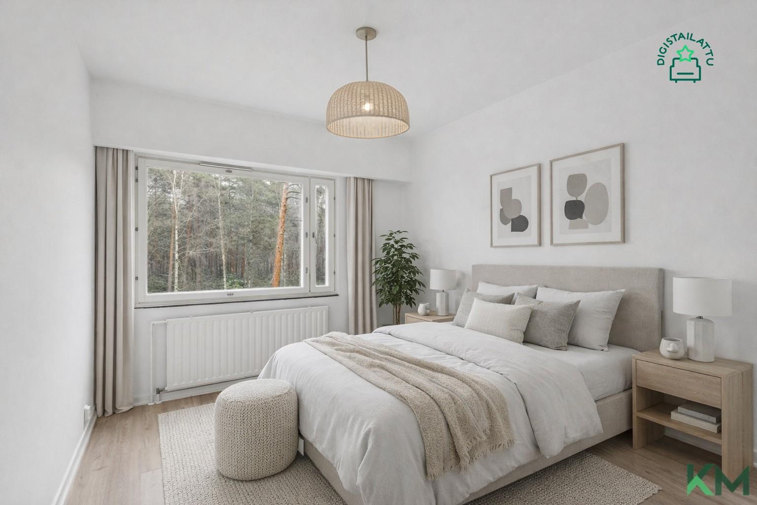 Makuuhuone mallisisustettuna