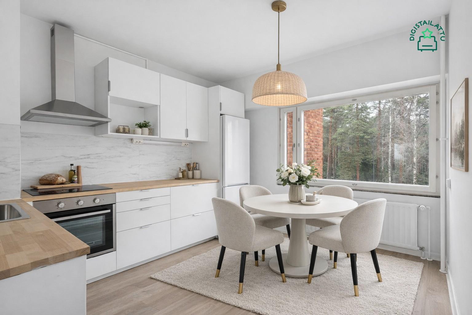 Uusittu keittiö mallisisustettuna