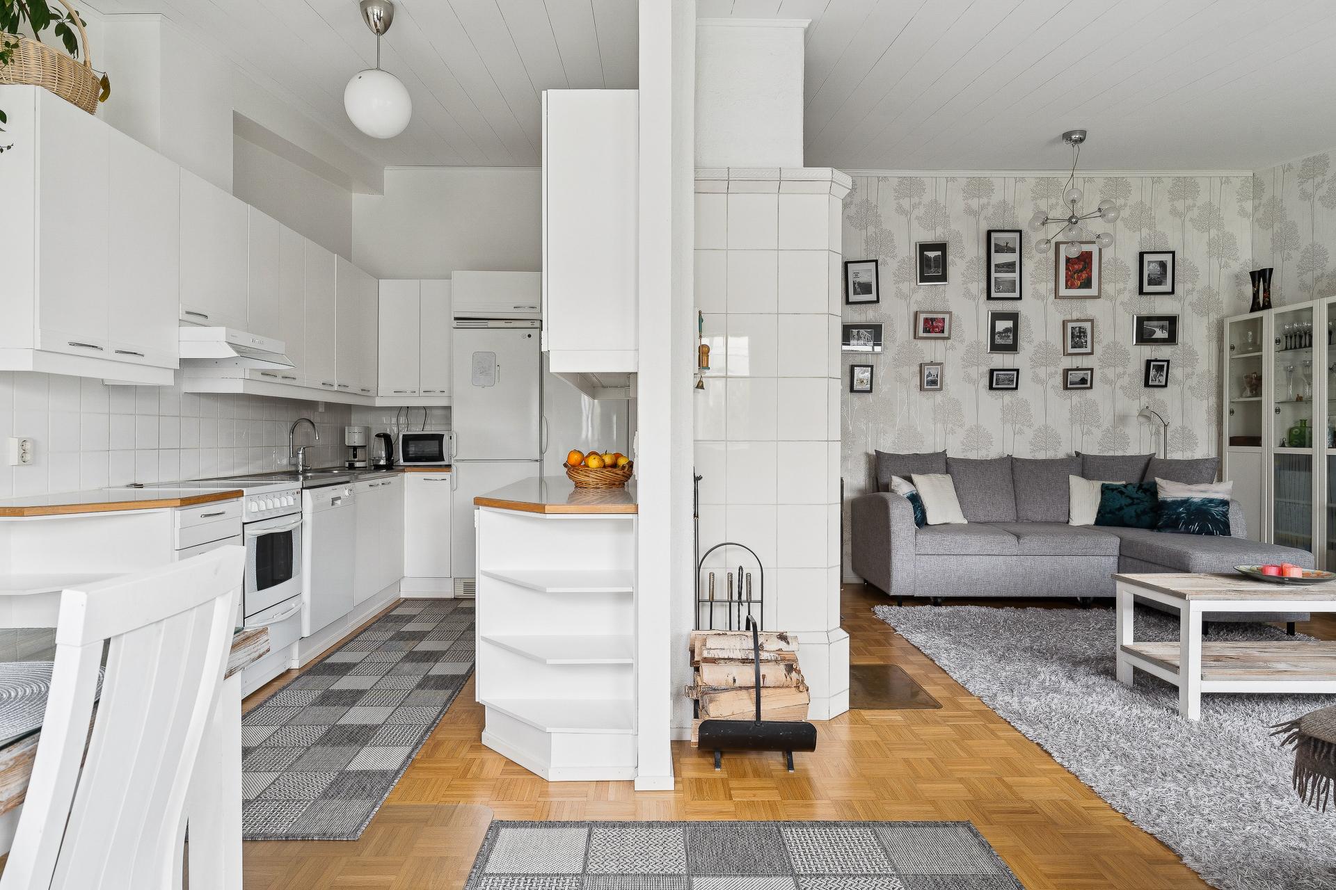 Keittiö ja olohuonetta