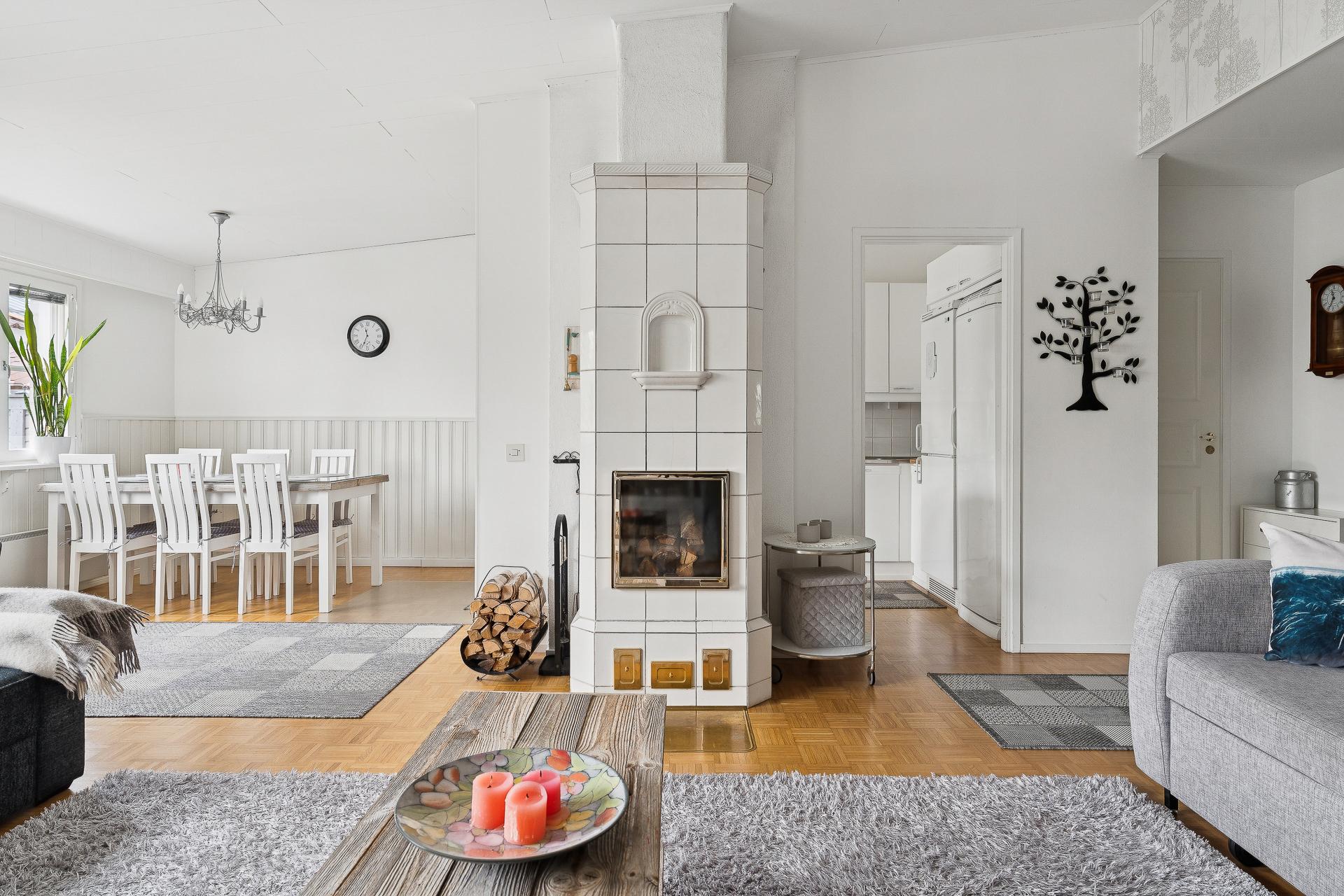 Olohuone ja varaava takka