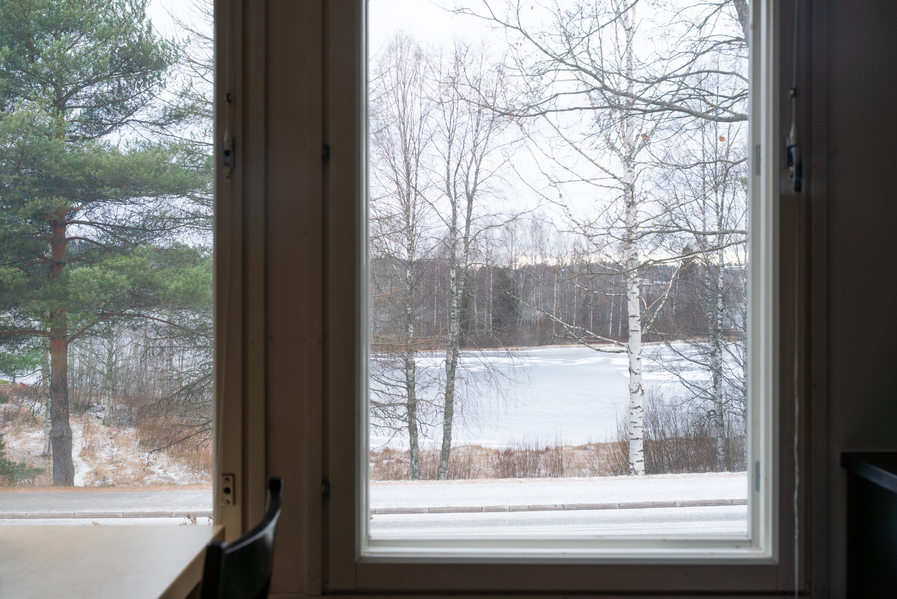 Näkymä järvelle alakerrasta