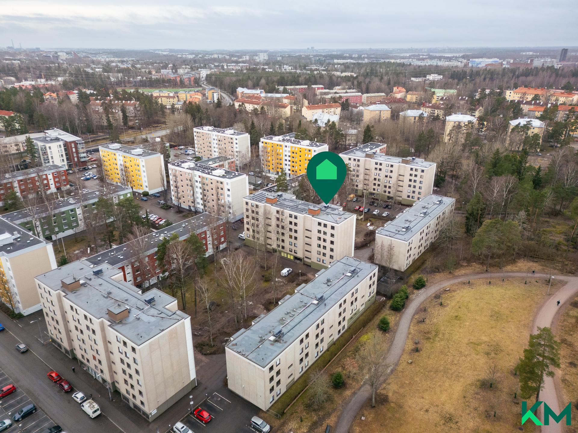 Teuvo Pakkalantie päättyy puistoalueeseen