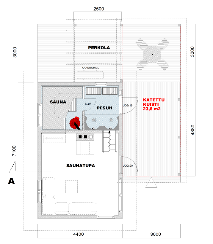 Rantasaunan pohjakuva