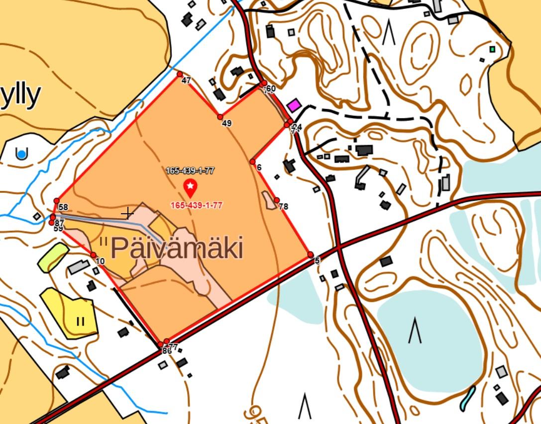 Koko tila, josta määräala lohkotaan