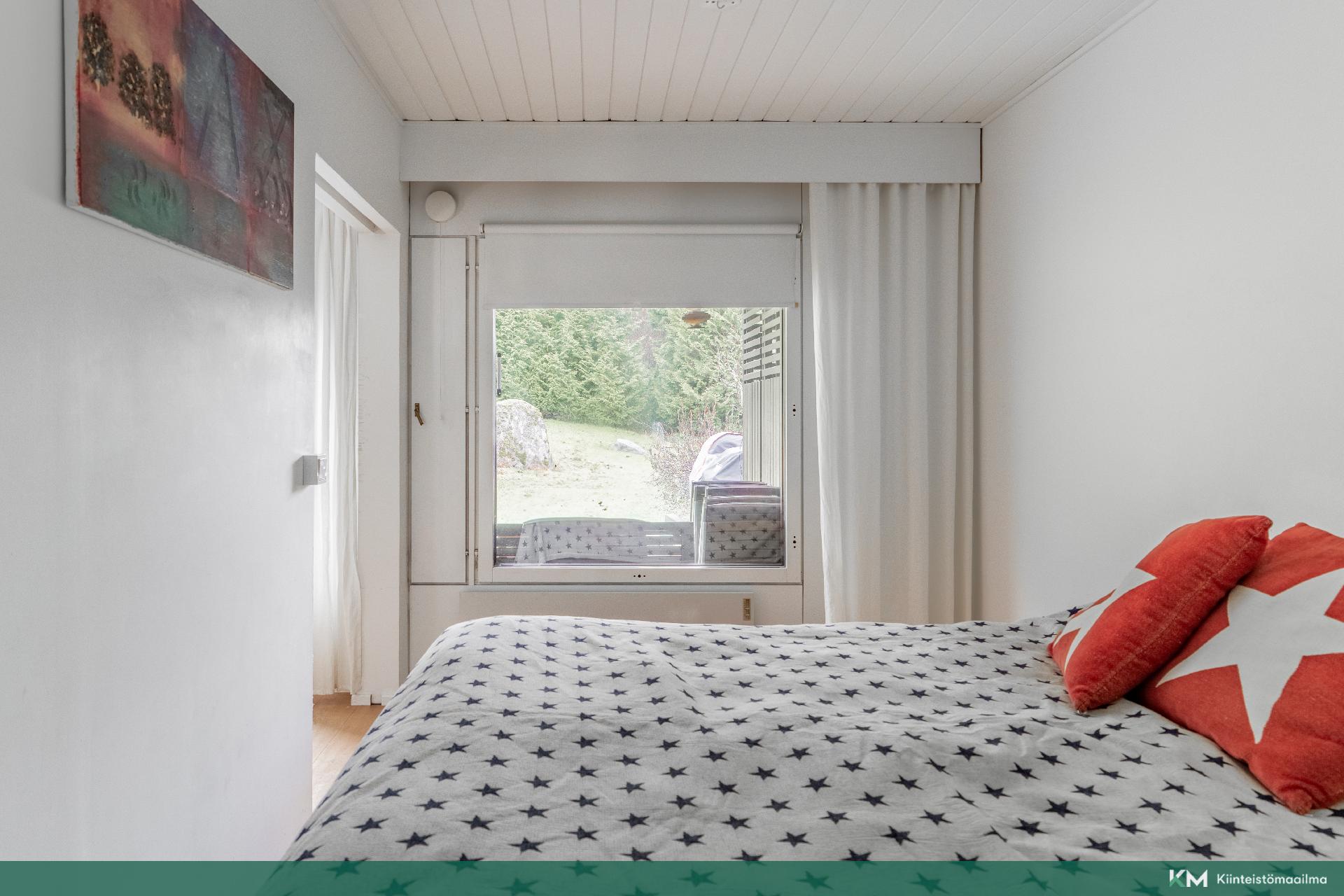 Päämakuuhuone ja näkymä pihalle