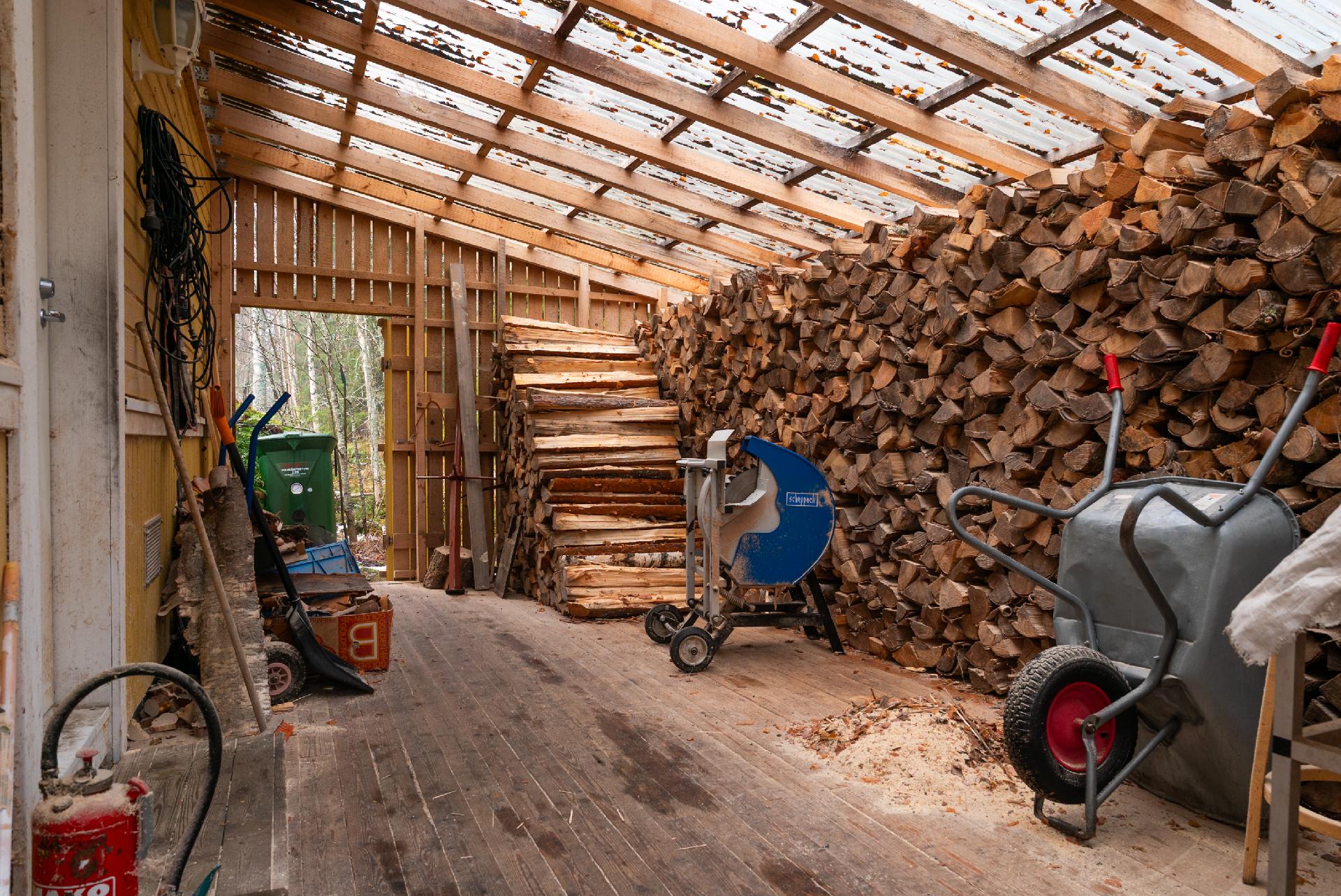 Autokatoksen takana oleva säilytyskatos