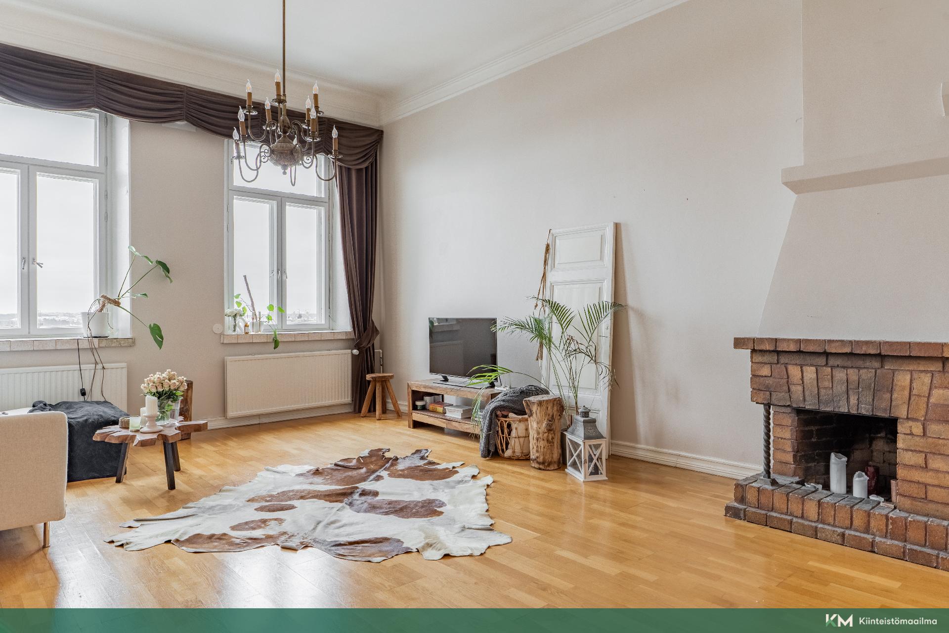 Olohuoneessa myös avotakka