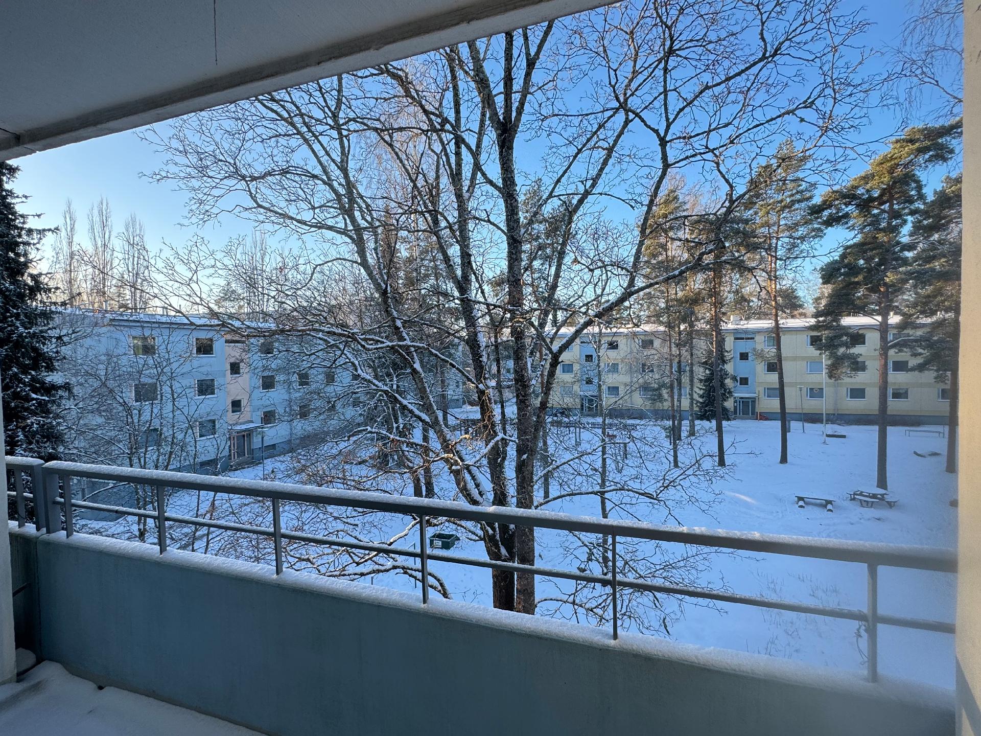 Näkymä puistomaiselle pihalle