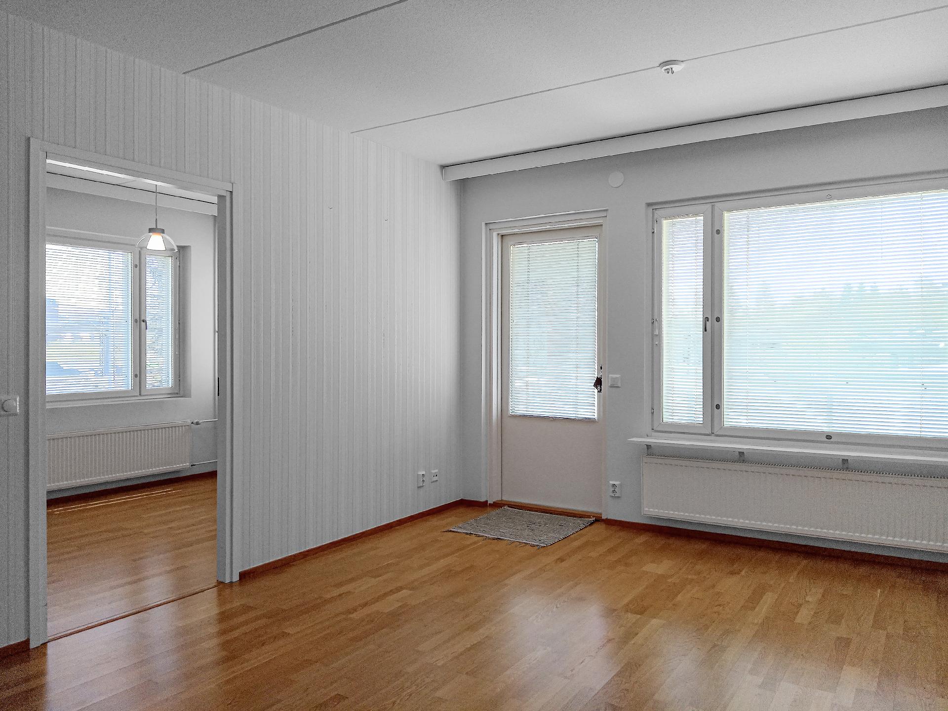 Olohuone. Ovi parvekkeelle.