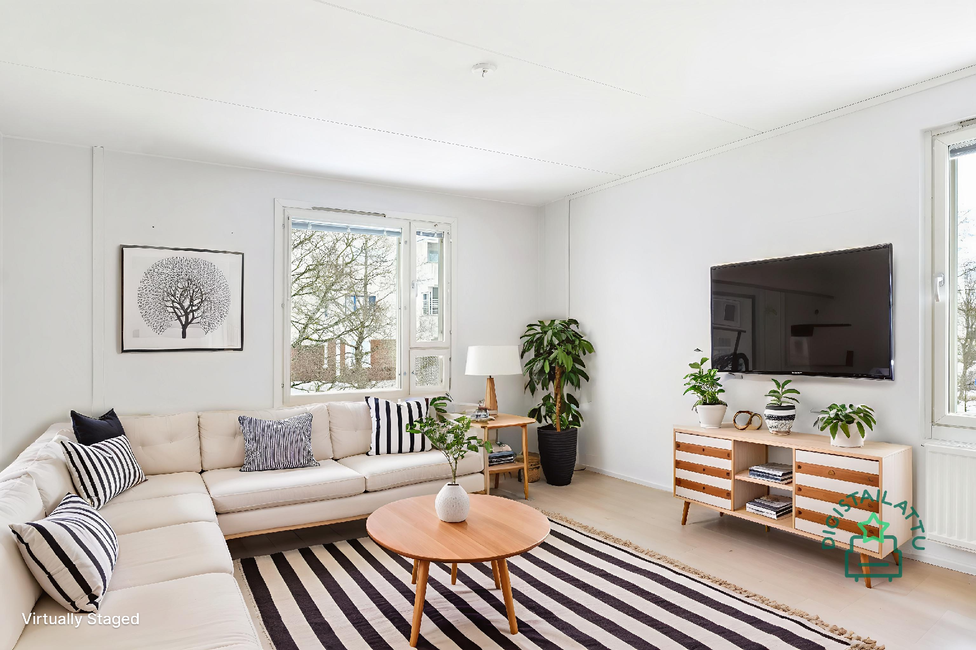 Digistailattu. Olohuone voisi kalustettuna näyttää vaikka tältä.