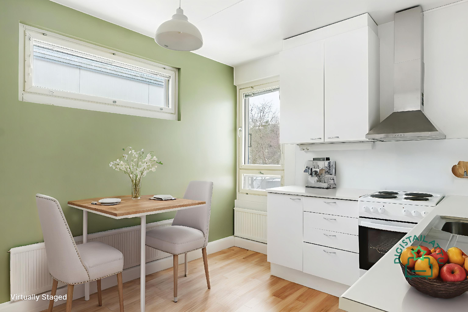 Digistailattu. Keittiö voisi kalustettuna näyttää vaikka tältä.