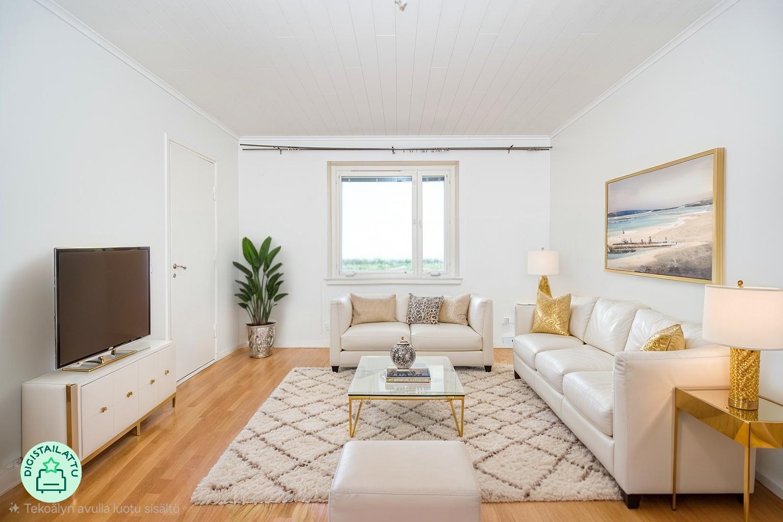 Digistailattu kuva olohuoneesta.