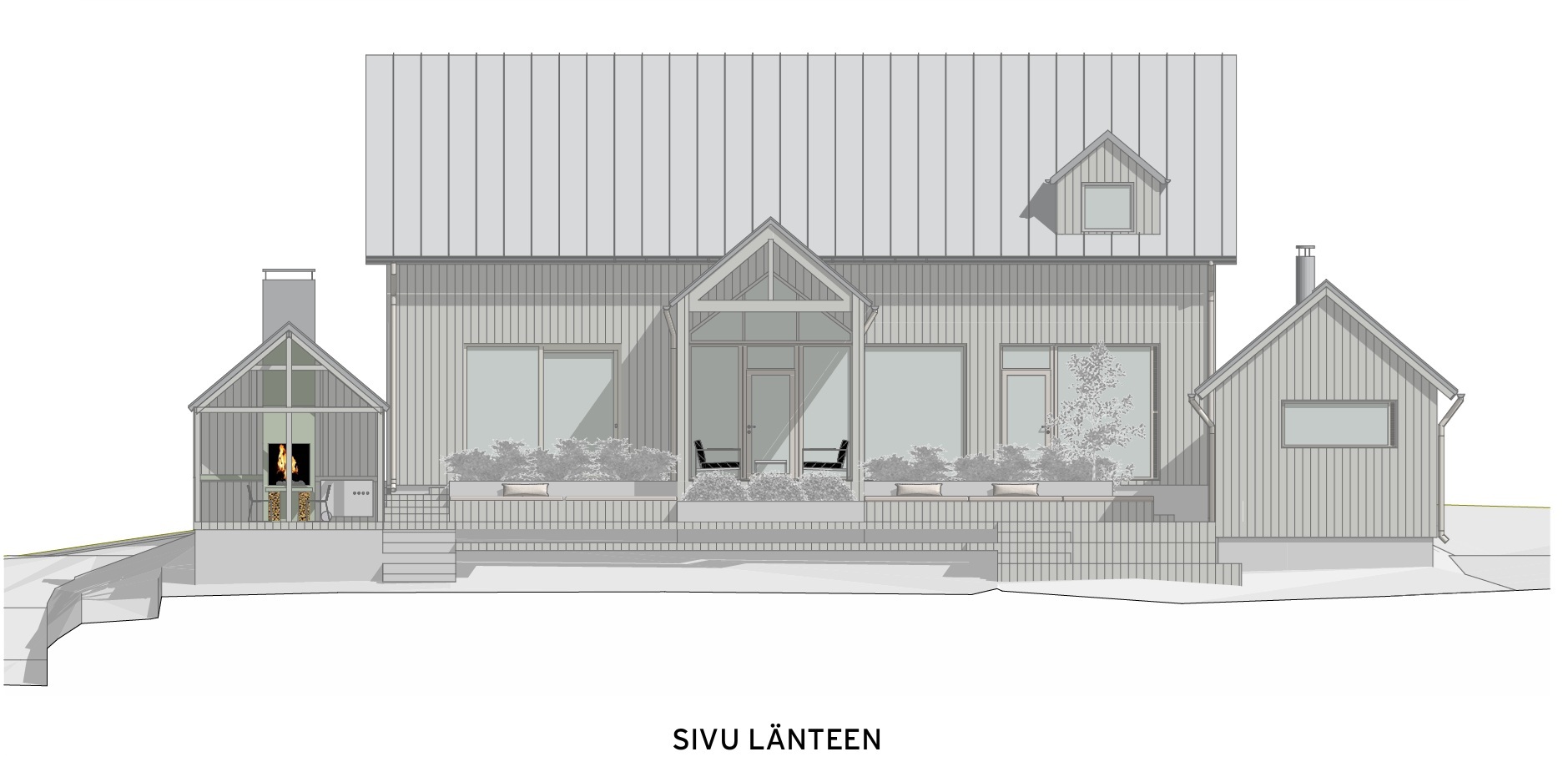 Julkisivu lännen suuntaan