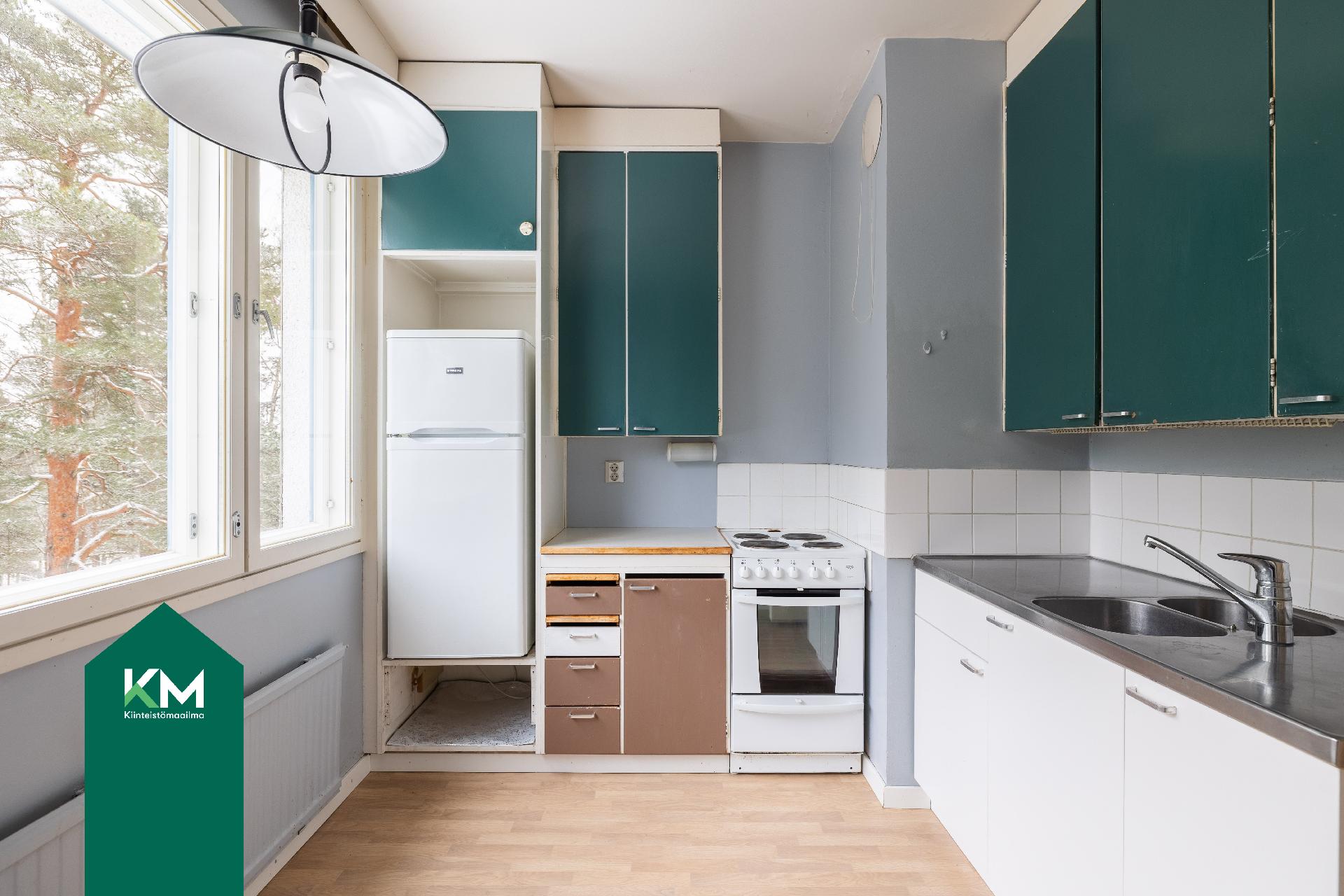 Keittiö nykyisessä kunnossaan