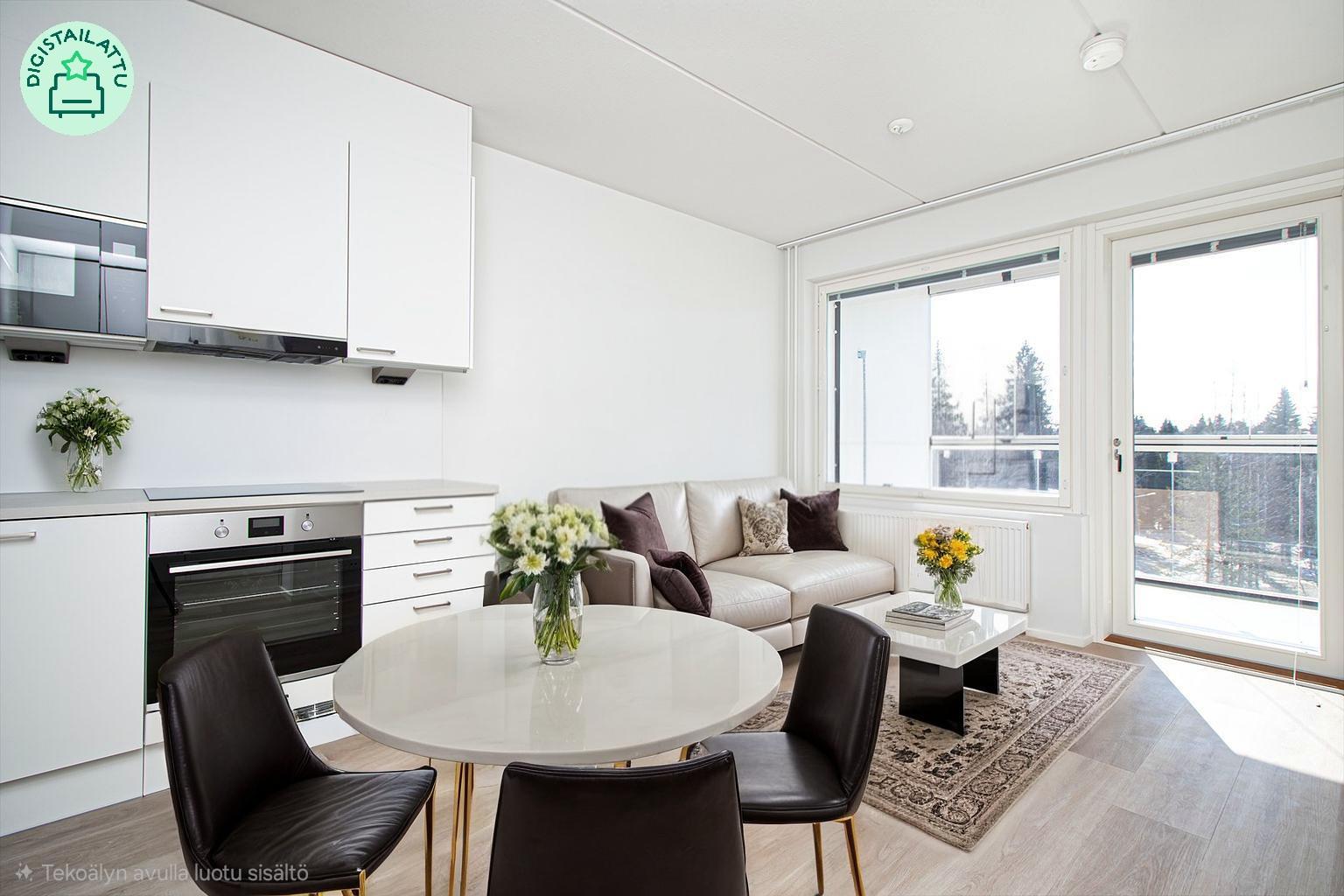 Digistailattu kuva olohuoneesta.