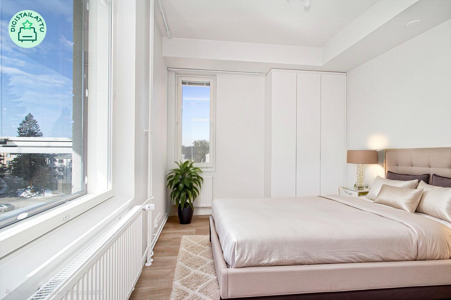 Digistailattu kuva makuuhuoneesta.