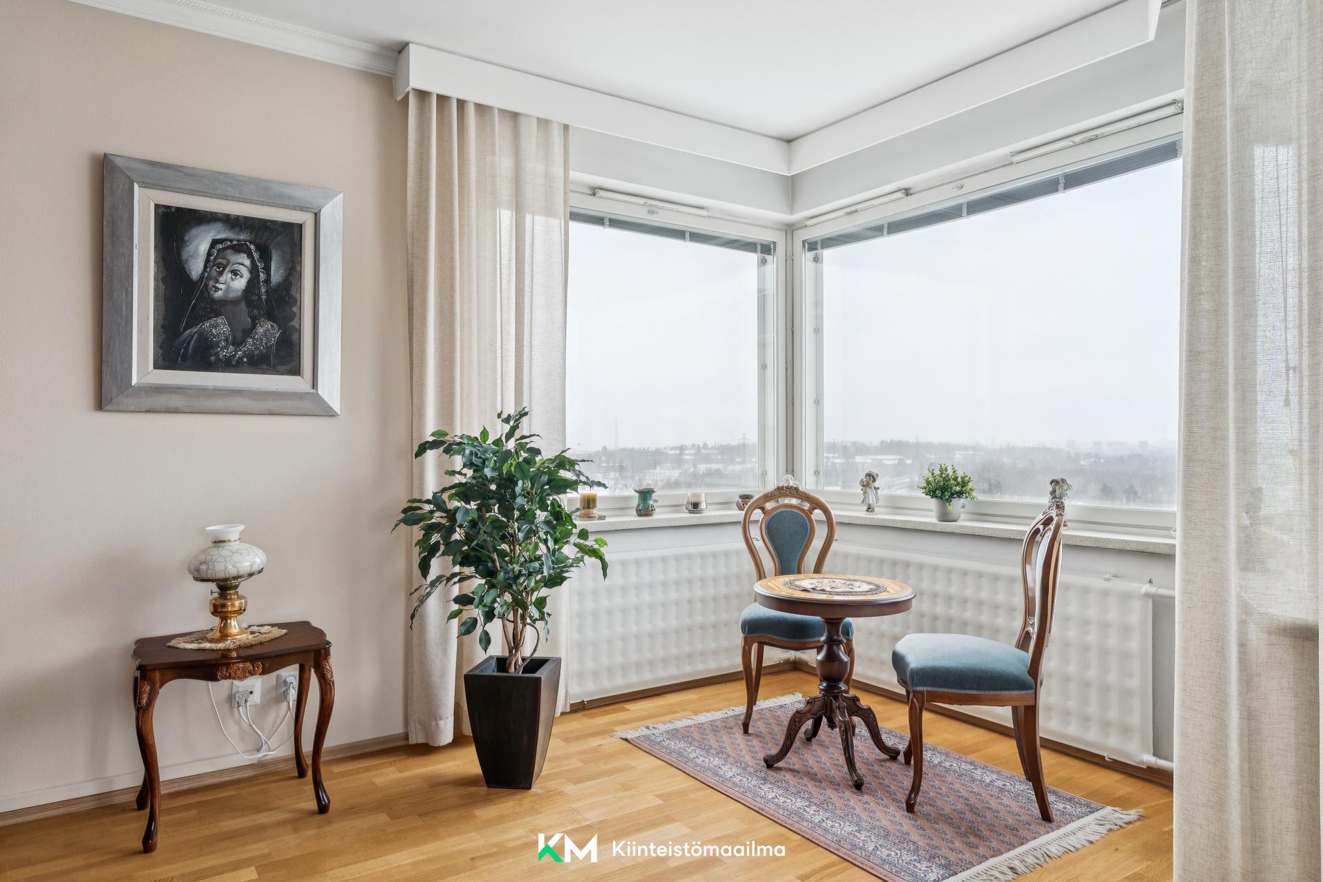 Ihana erkkeri olohuoneessa