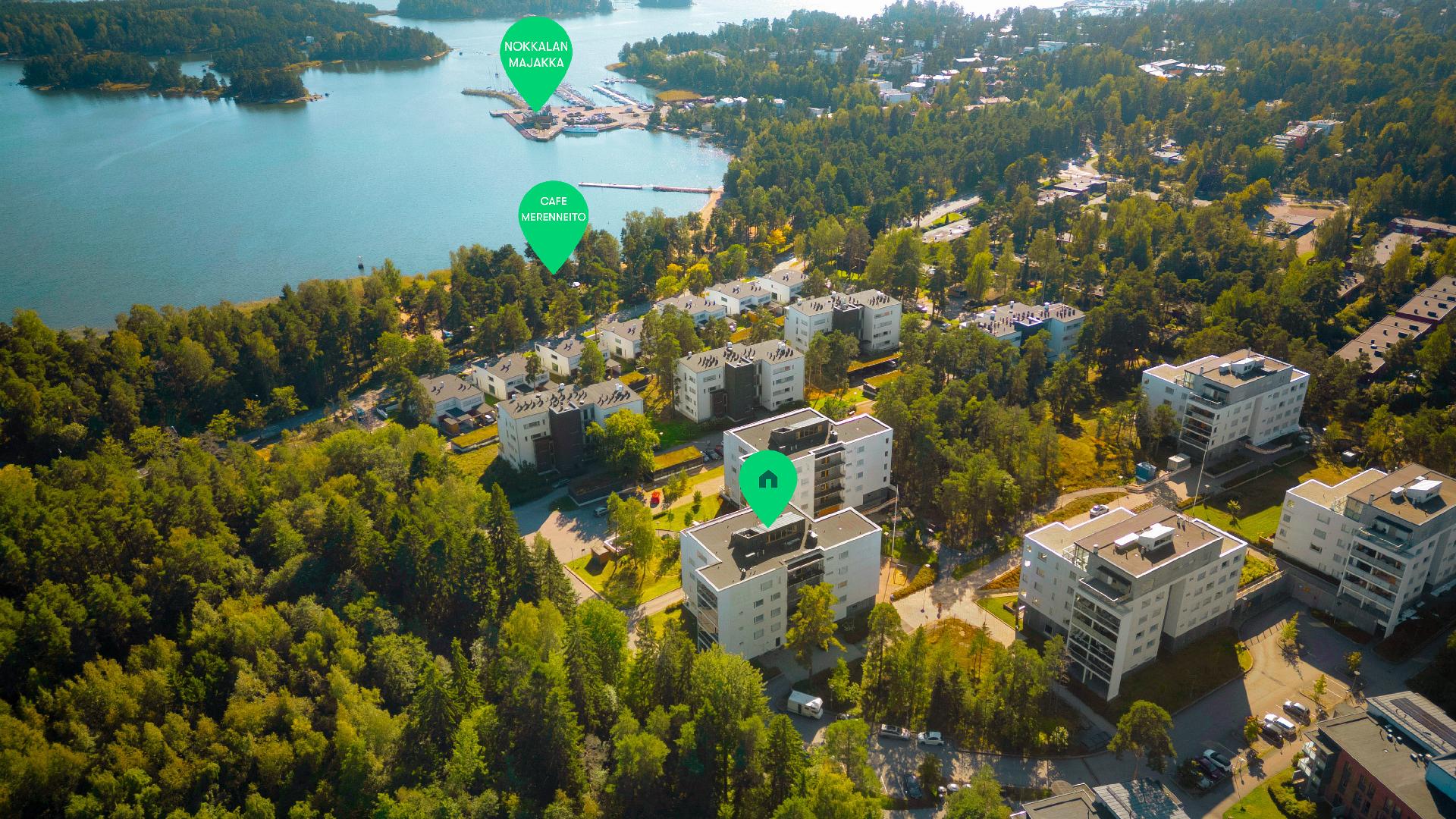 Merellinen sijainti kauniissa maisemassa