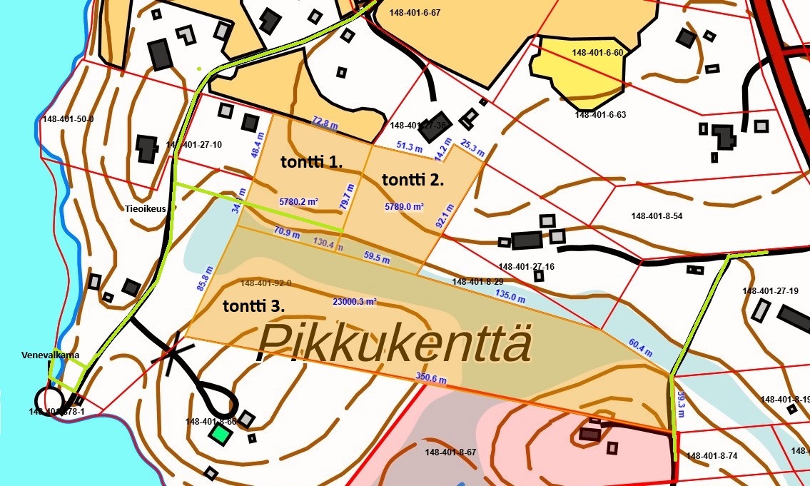 Tilasta myydään kolme eri omakotitalotonttia määräaloina