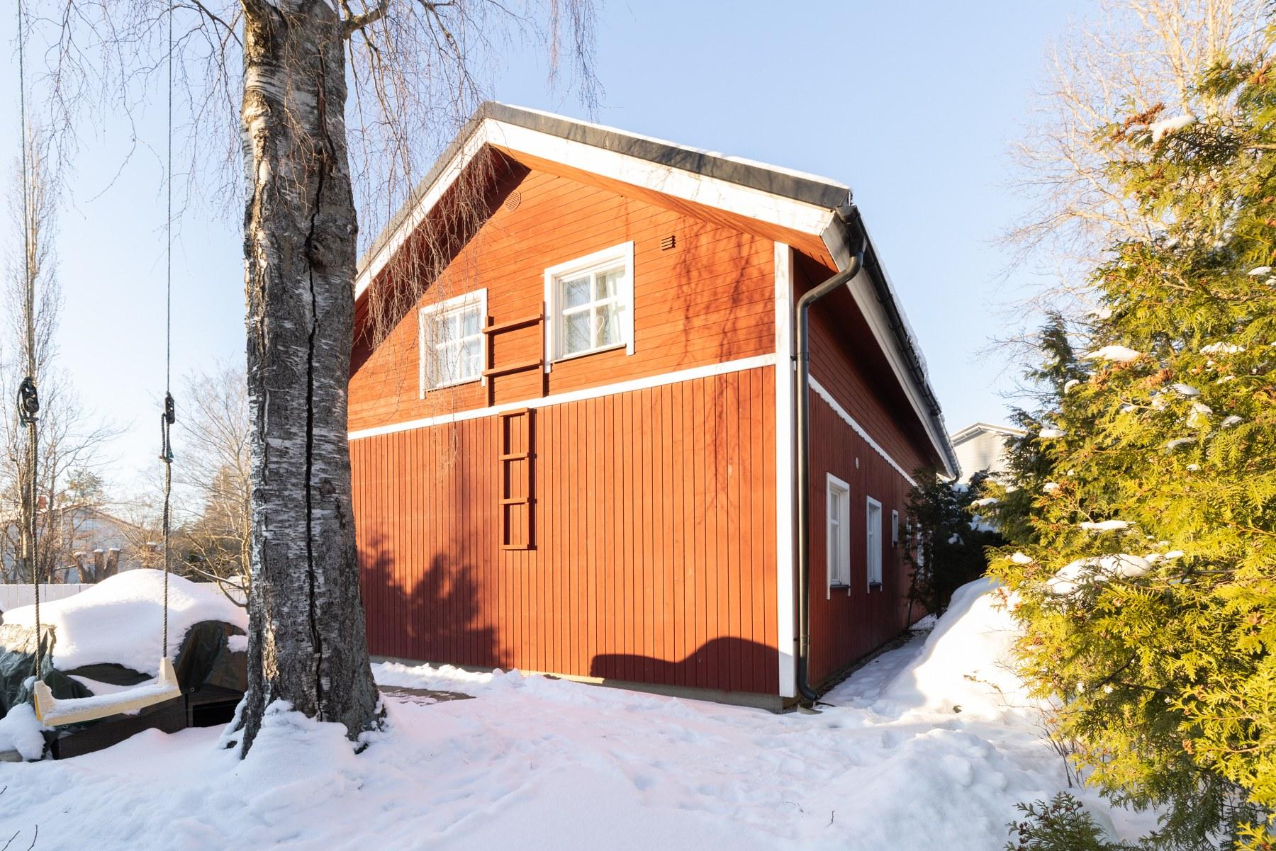 Piha-aluetta -Talon päädyssä keinu