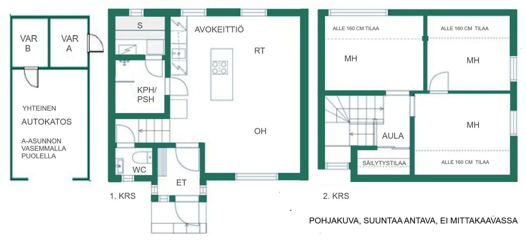 Pohjakuva, suuntaa antava, ei mittakaavassa - mennään yläkertaan
